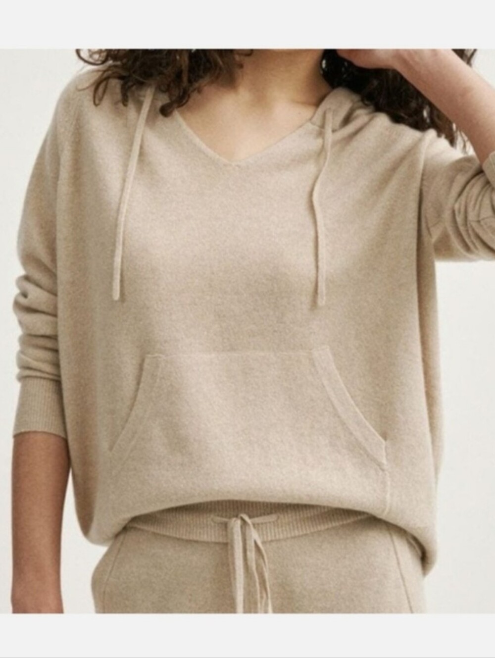 Nili Lotan 100% Cashmere Hoodie Sweater Oatmeal Beige XS SOFT Minimalist - Picture 2 of 8